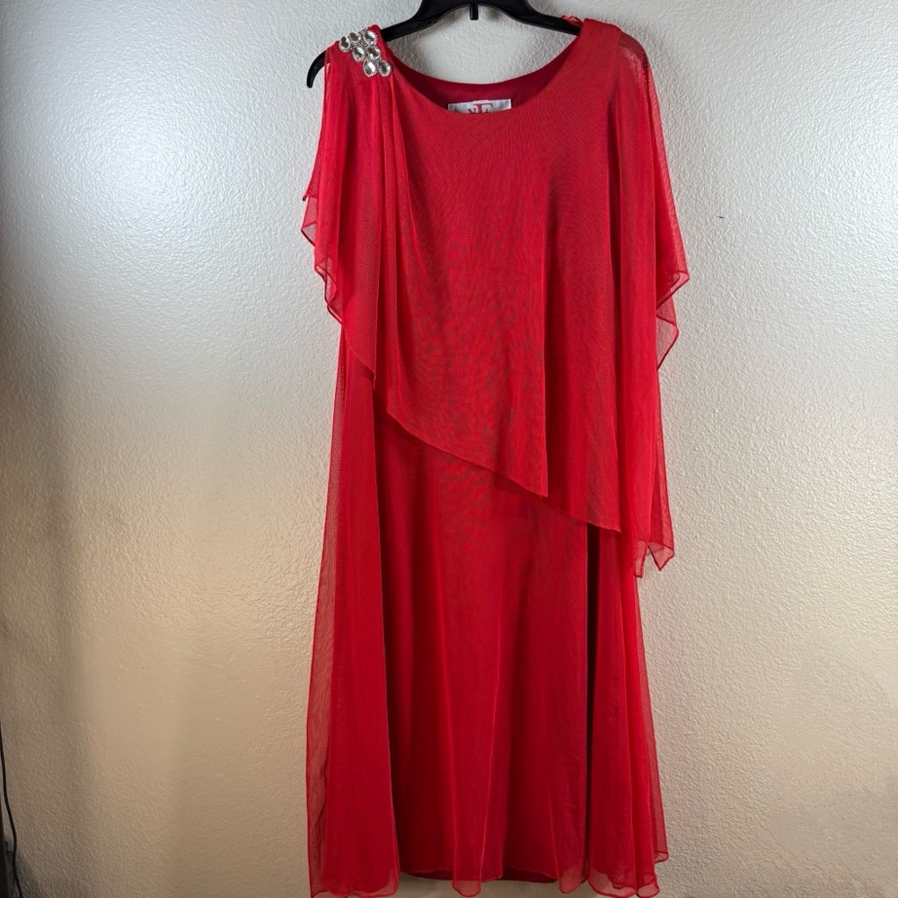 Nina Ferre Elegant Red Evening Dress SZ:L